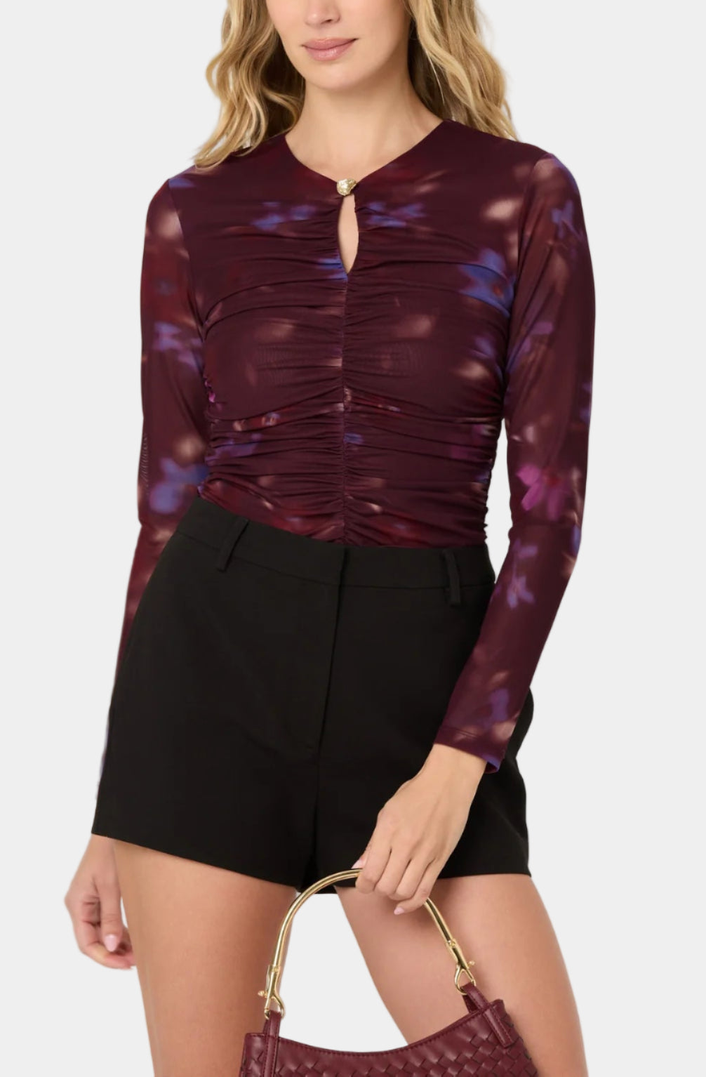 ASTR The Label Yasmine Top in Dark Plum Multi