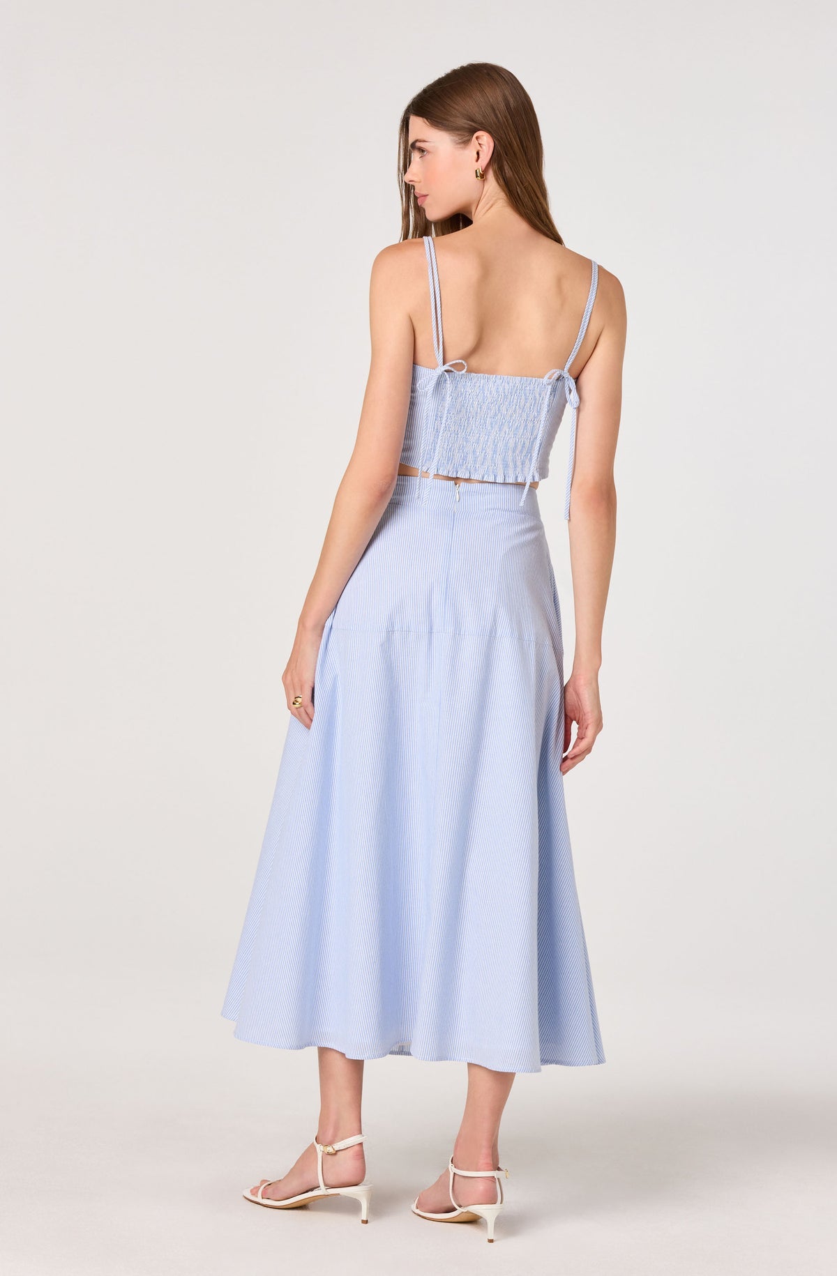 ASTR The Label Azzura Striped Top & Midi Skirt Set