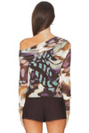 AFRM Barry Asymmetrical Long Sleeve Top in Feather Swirl