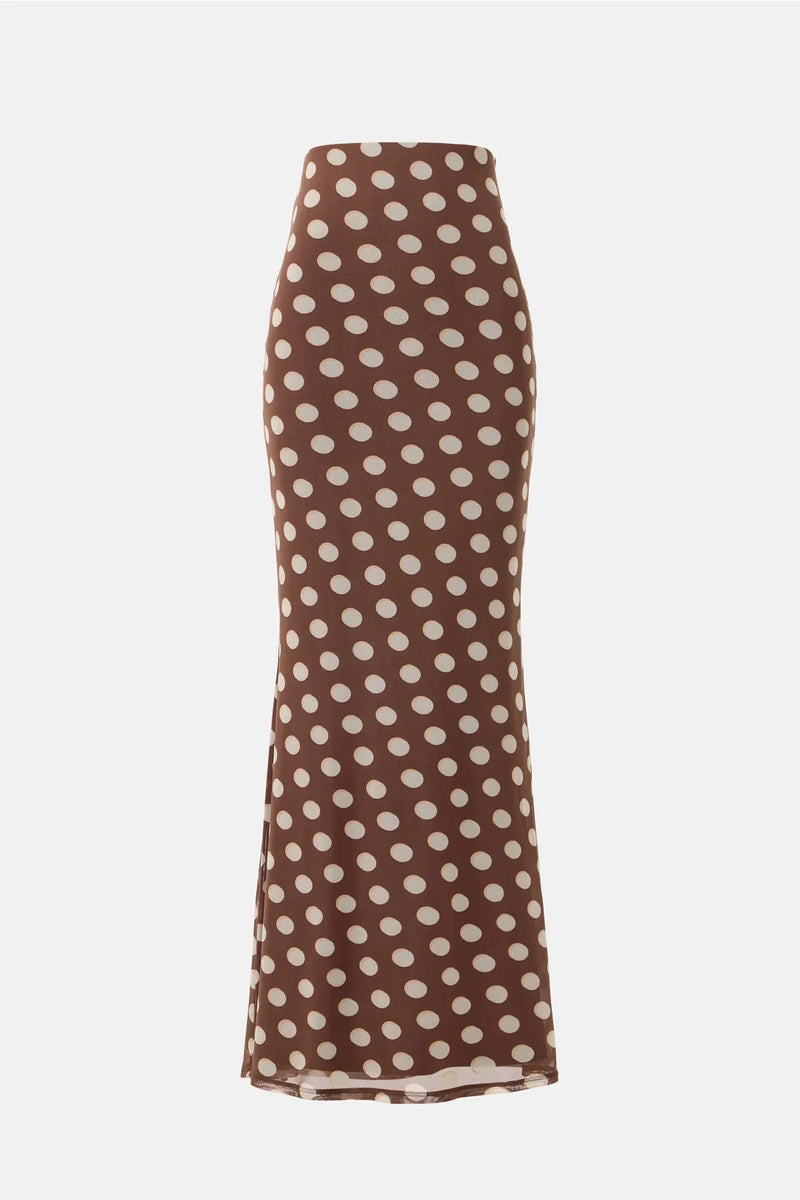 AFRM Tegan Skirt in Chocolate Halo Dot