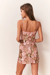 Love Shack Fancy Aleria Sequin Floral Mini Dress