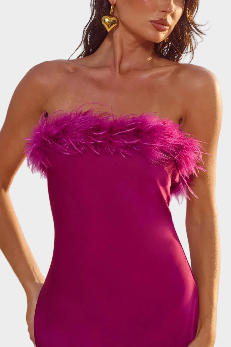 Runaway The Label Ariana Strapless Maxi Dress in Plum