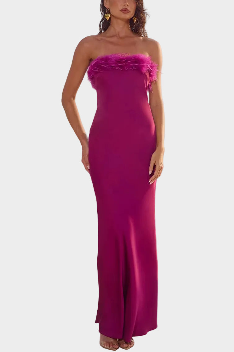 Runaway The Label Ariana Strapless Maxi Dress in Plum