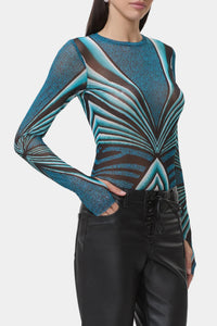 AFRM Kaylee Mesh Top in Aqua Animal