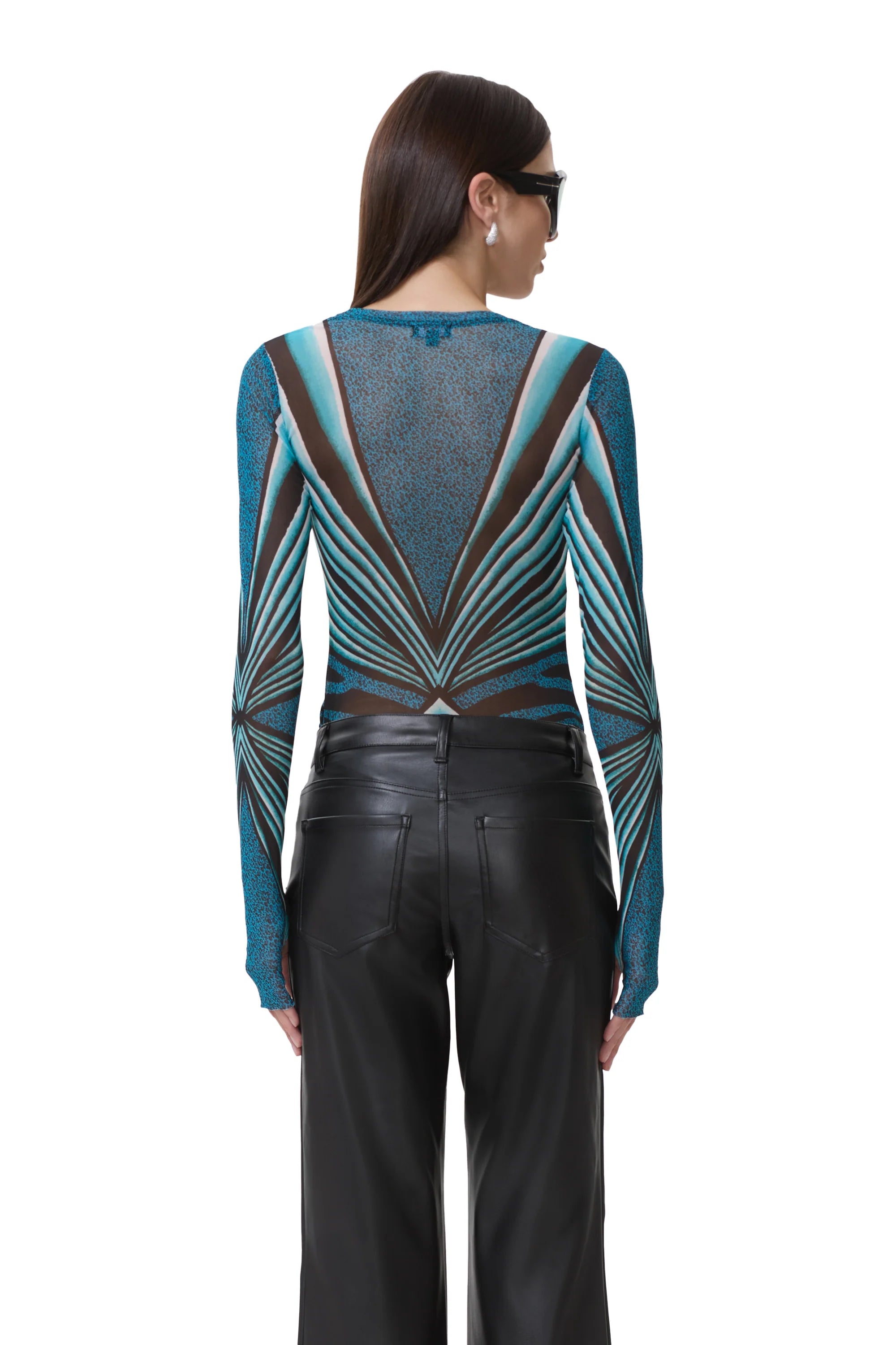 AFRM Kaylee Mesh Top in Aqua Animal