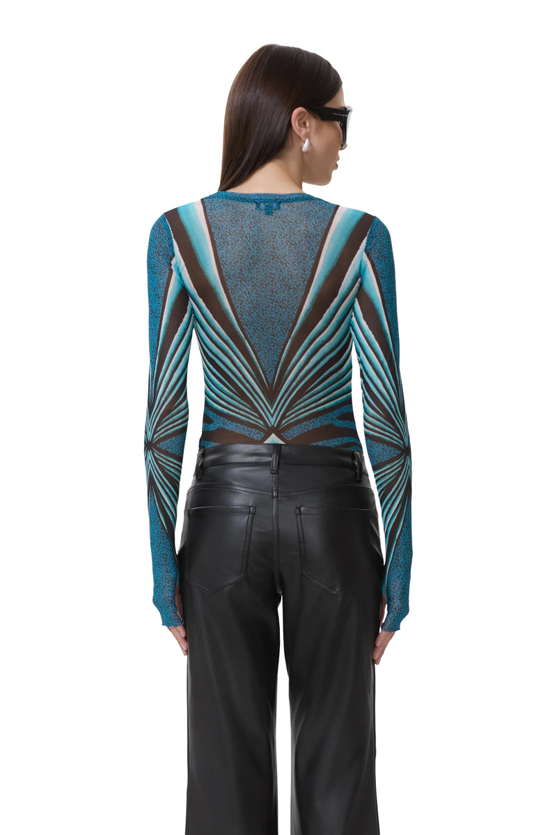 AFRM Kaylee Mesh Top in Aqua Animal