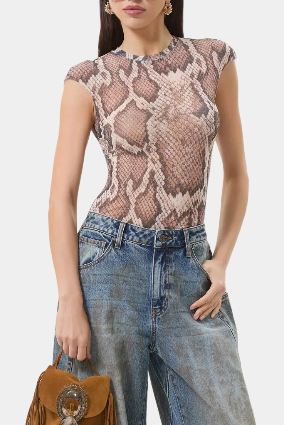 AFRM Nina Top in Natural Snake