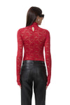 AFRM Zadie Silken Lace Top in Poppy Red