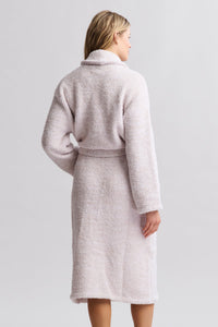 Barefoot Dreams CozyChic® Adult Robe in Heathered Stone / White