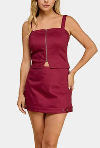 Aimee Zip Front Top & Mini Skort Set