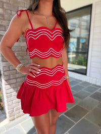 Lila Ruffle Skort Set in Red