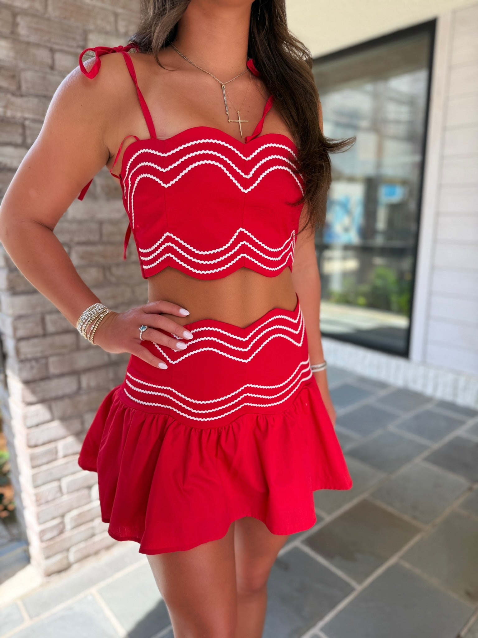 Lila Ruffle Skort Set in Red