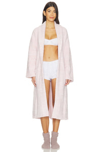 Barefoot Dreams CozyChic® Adult Robe in Heathered Dusty Rose / White