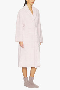 Barefoot Dreams CozyChic® Adult Robe in Heathered Dusty Rose / White