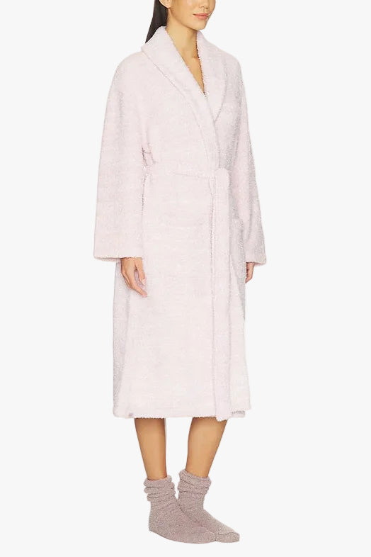 Barefoot Dreams CozyChic® Adult Robe in Heathered Dusty Rose / White
