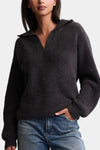 Barefoot Dreams CozyChic® Dolman Sleeve Collared Pullover in Carbon