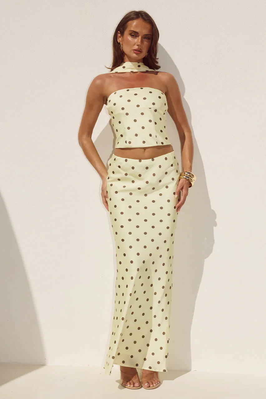 Runaway The Label Blaine Reverse Halter Top & Low Waist Maxi Skirt Set