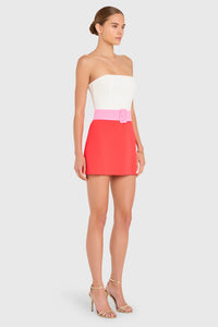 Amanda Uprichard Fae Romper in Ivory Crimson