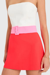 Amanda Uprichard Fae Romper in Ivory Crimson