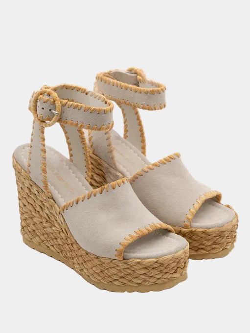 Paloma Barcelo Cindy Suede Off White Sandals
