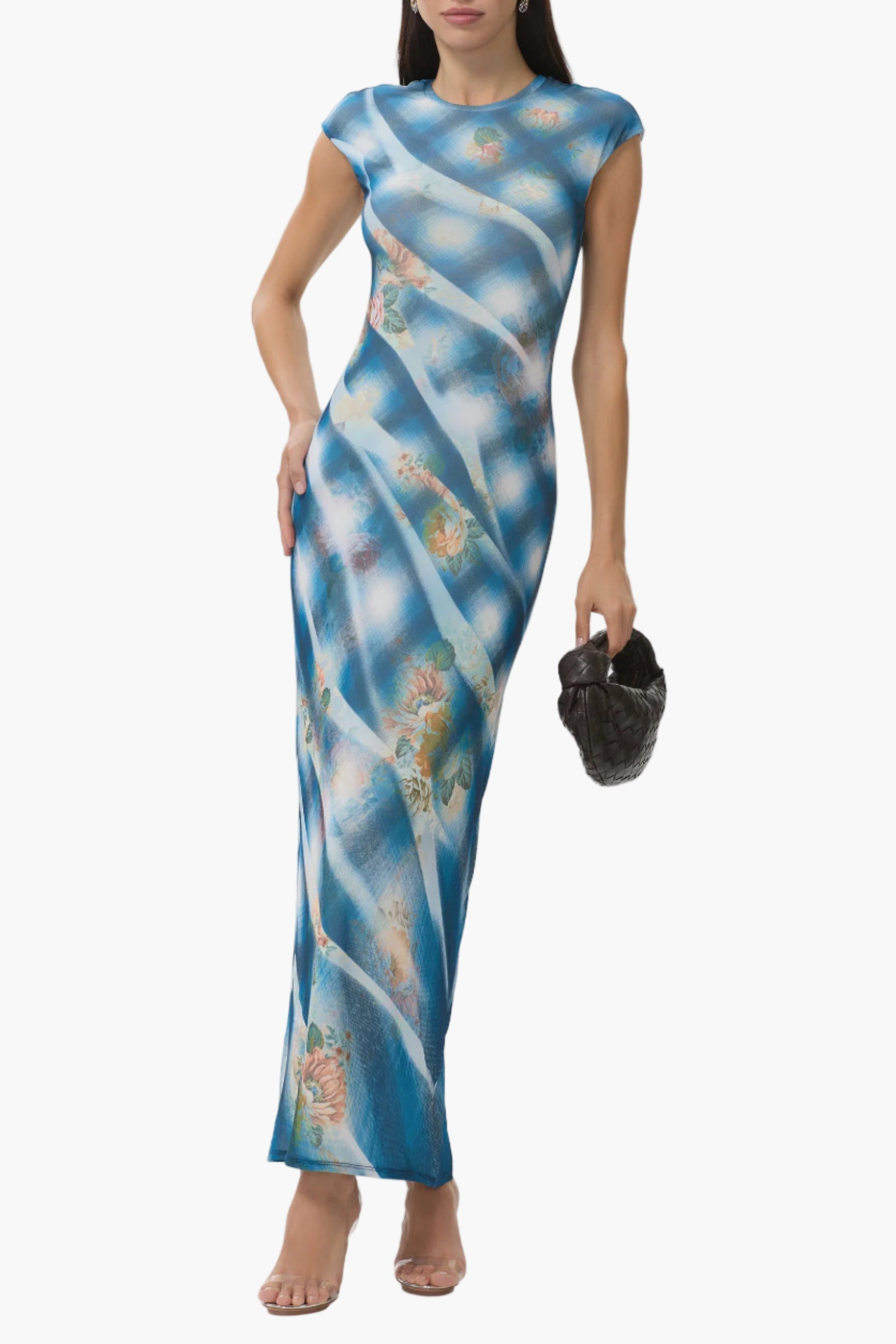 AFRM Cody Dress in Blue Floral Plaid