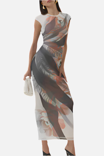 AFRM Cody Dress in Noir Leaf Lotus