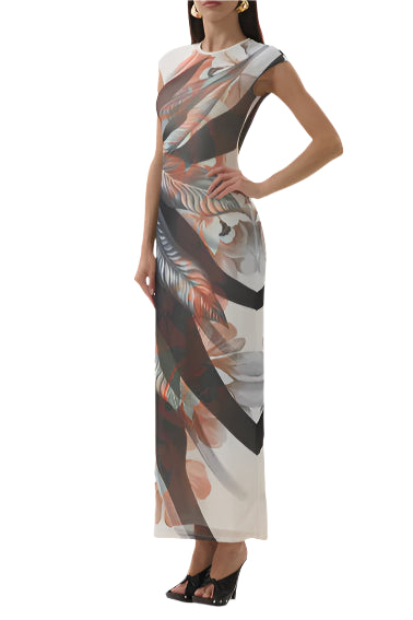 AFRM Cody Dress in Noir Leaf Lotus