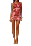 Runaway The Label Lotus  Halter Plunge Cowl Mini Dress