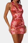 Runaway The Label Lotus  Halter Plunge Cowl Mini Dress