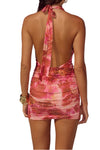 Runaway The Label Lotus  Halter Plunge Cowl Mini Dress