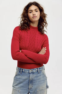 Free People Cable For Two Bodysuit in Luxe Red
