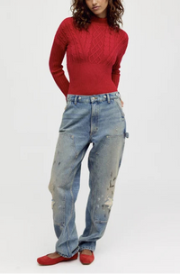 Free People Cable For Two Bodysuit in Luxe Red