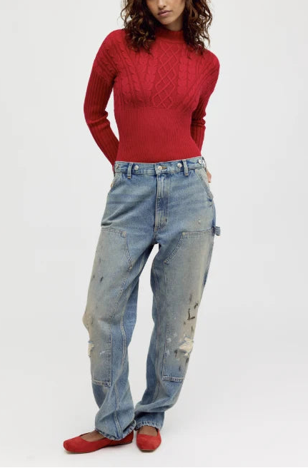 Free People Cable For Two Bodysuit in Luxe Red