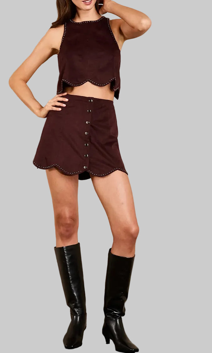 Saylor Caterina Studded Suede Set