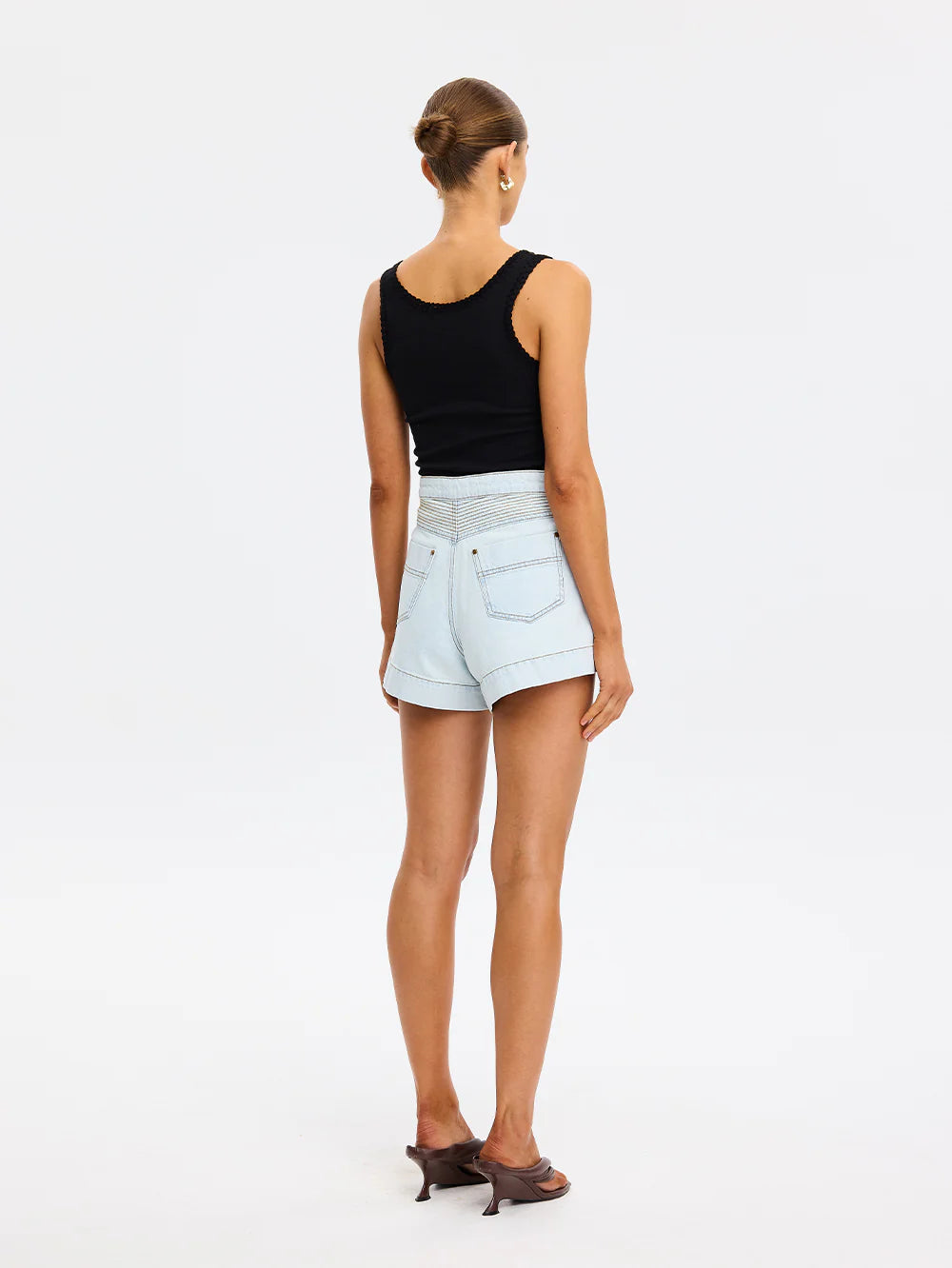 KIVARI Celene Denim Short in Pale Blue