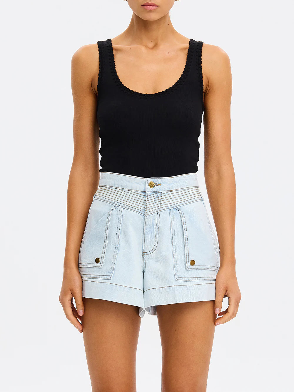 KIVARI Celene Denim Short in Pale Blue