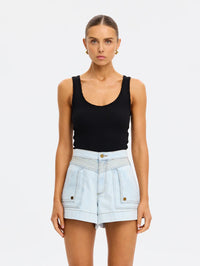 KIVARI Celene Denim Short in Pale Blue