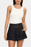 KIVARI Celene Denim Shorts in Raw Indigo