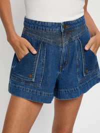 KIVARI Celene Denim Shorts in Indigo Blue