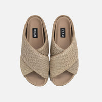 ROAM Cross Stack Raffia Platform Sandals
