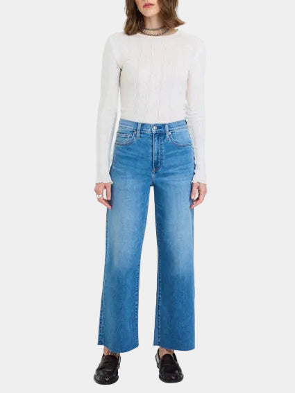 DAZE Pleaser High Rise Wide Ankle Jeans in Wavy