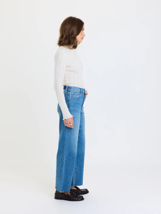 DAZE Pleaser High Rise Wide Ankle Jeans in Wavy