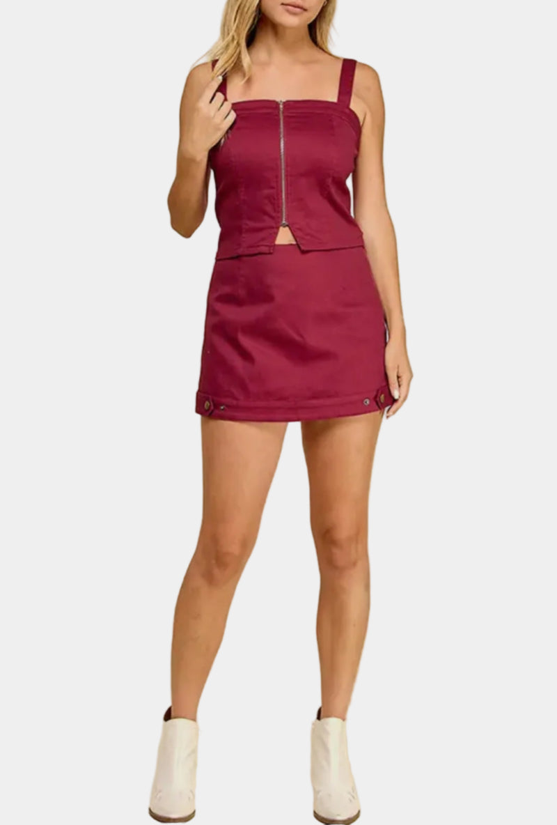 Aimee Zip Front Top & Mini Skort Set