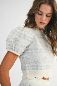 Demi Jacquard Knit Top & Mini Skirt Set