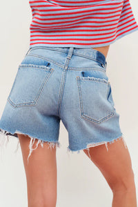 Daze Crossroads Mid Rise Denim Shorts in Pulse