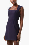 French Connection Whisper Ruth Square Neck Mini Dress in Navy