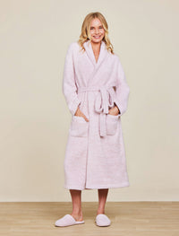Barefoot Dreams CozyChic® Adult Robe in Heathered Dusty Rose / White