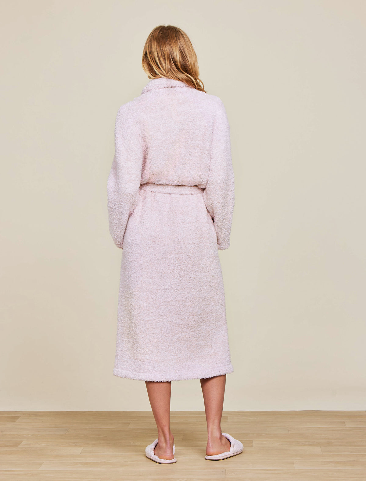 Barefoot Dreams CozyChic® Adult Robe in Heathered Dusty Rose / White