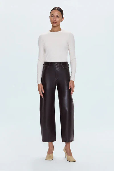 Pistola Eli High Rise Barrel Faux Leather Jeans