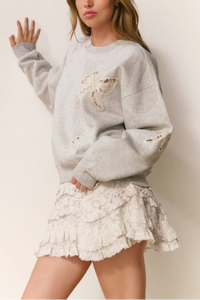 Love Shack Fancy Linetta Lace Bow Pullover